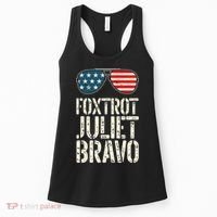 Foxtrot Juliet Bravo Funny Pro America US Flag Sunglasses Women's Tank Top thumb 0