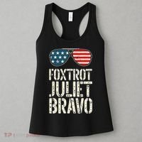 Foxtrot Juliet Bravo Funny Pro America US Flag Sunglasses Women's Tank Top thumb 3