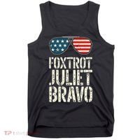 Foxtrot Juliet Bravo Funny Pro America US Flag Sunglasses Tank Top thumb 0