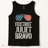 Foxtrot Juliet Bravo Funny Pro America US Flag Sunglasses Tank Top thumb 2