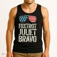 Foxtrot Juliet Bravo Funny Pro America US Flag Sunglasses Tank Top thumb 3
