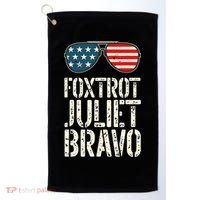 Foxtrot Juliet Bravo Funny Pro America US Flag Sunglasses Golf Towel thumb 0