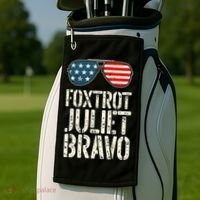 Foxtrot Juliet Bravo Funny Pro America US Flag Sunglasses Golf Towel thumb 2