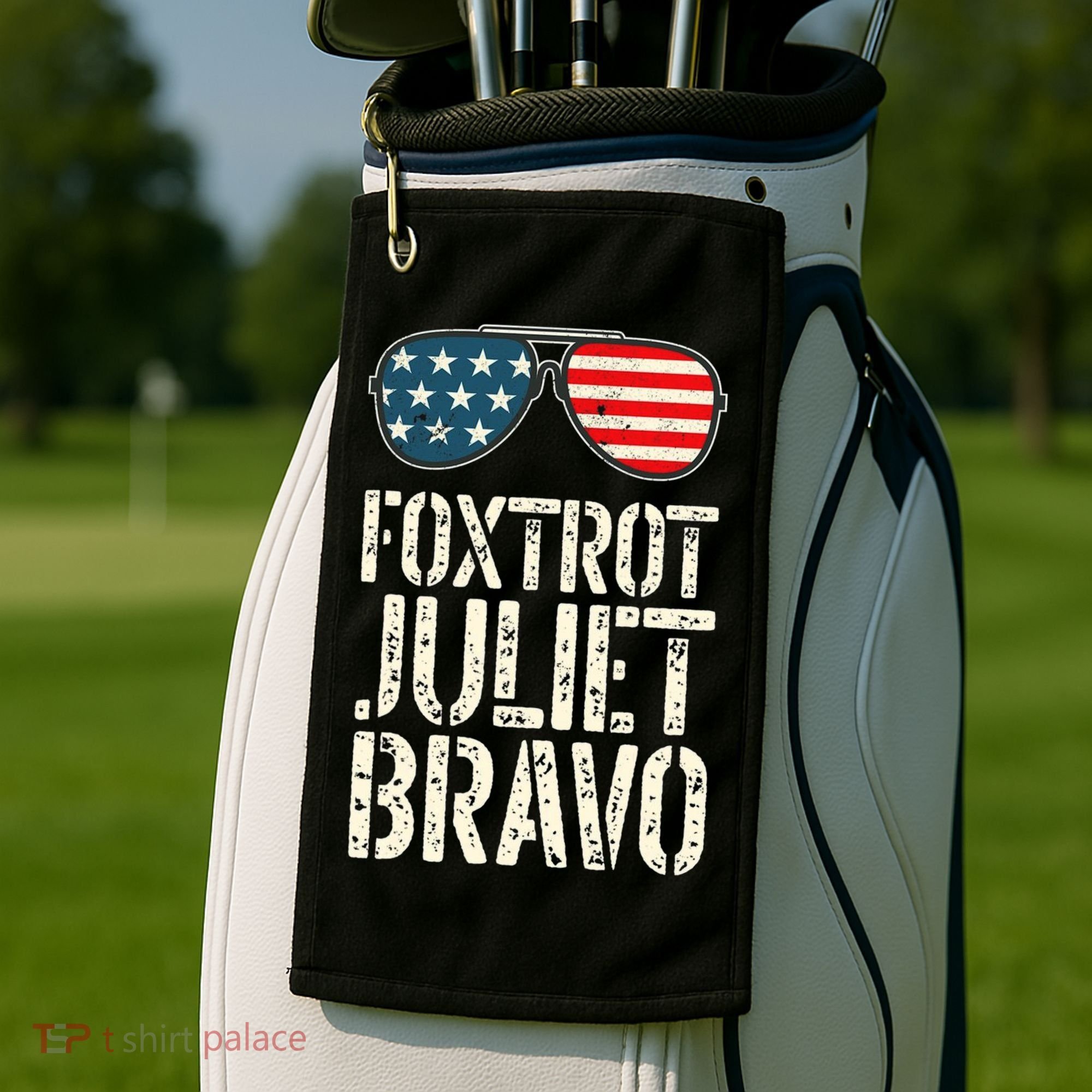 Foxtrot Juliet Bravo Funny Pro America US Flag Sunglasses Golf Towel