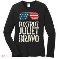 Foxtrot Juliet Bravo Funny Pro America US Flag Sunglasses Women's Long Sleeve Shirt thumb 0