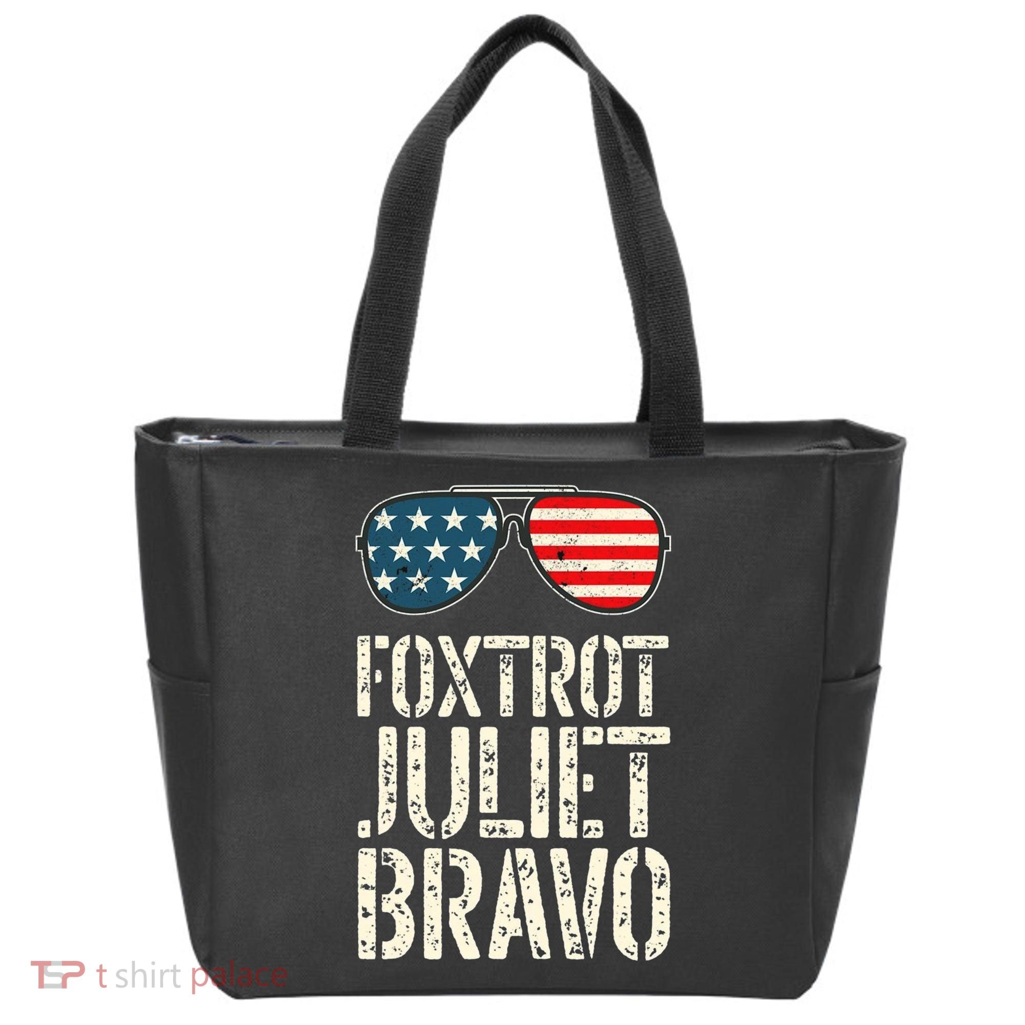 Foxtrot Juliet Bravo Funny Pro America US Flag Sunglasses Tote Bag