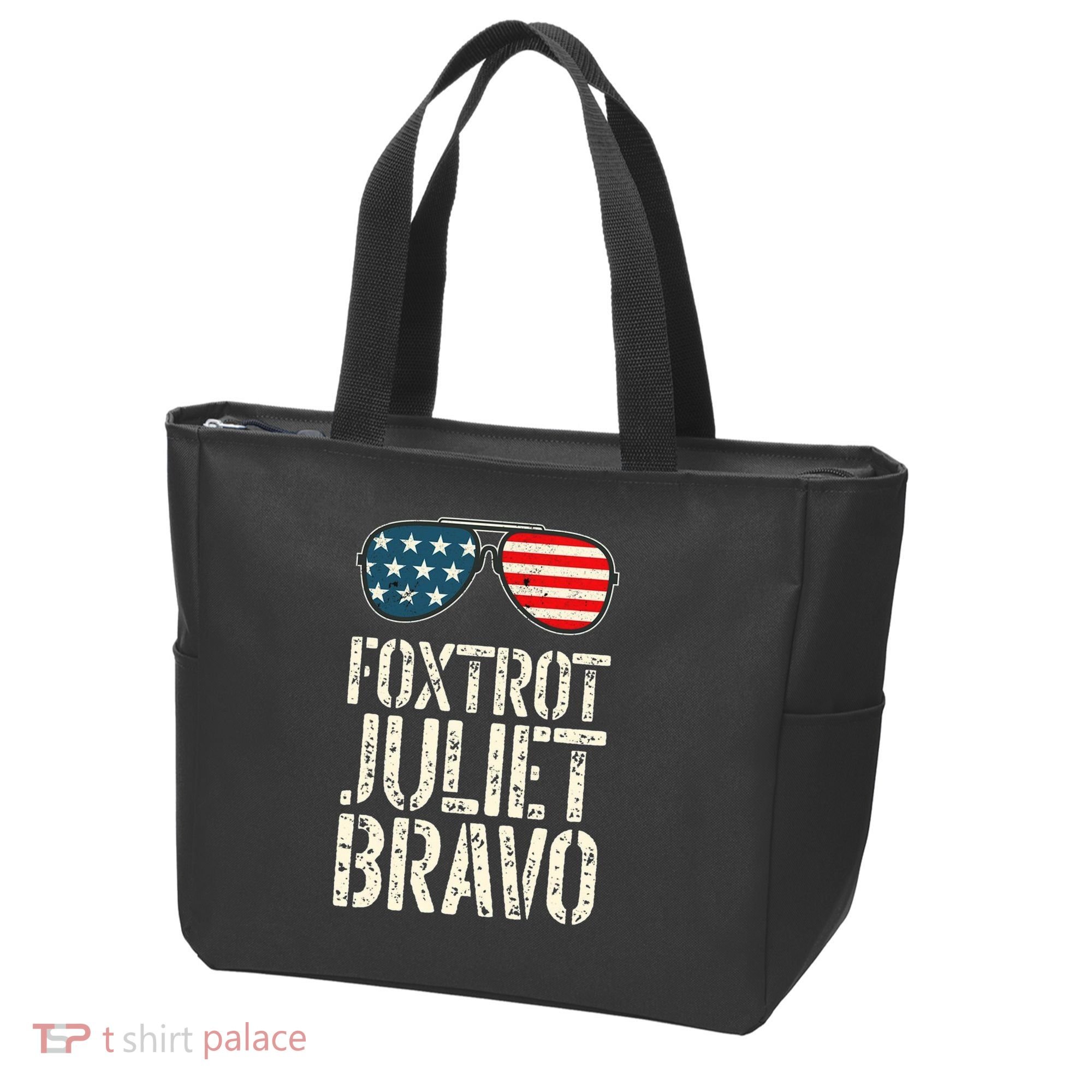 Foxtrot Juliet Bravo Funny Pro America US Flag Sunglasses Tote Bag