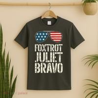Foxtrot Juliet Bravo Funny Pro America US Flag Sunglasses T-Shirt thumb 2
