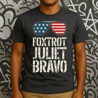 Foxtrot Juliet Bravo Funny Pro America US Flag Sunglasses T-Shirt thumb 3