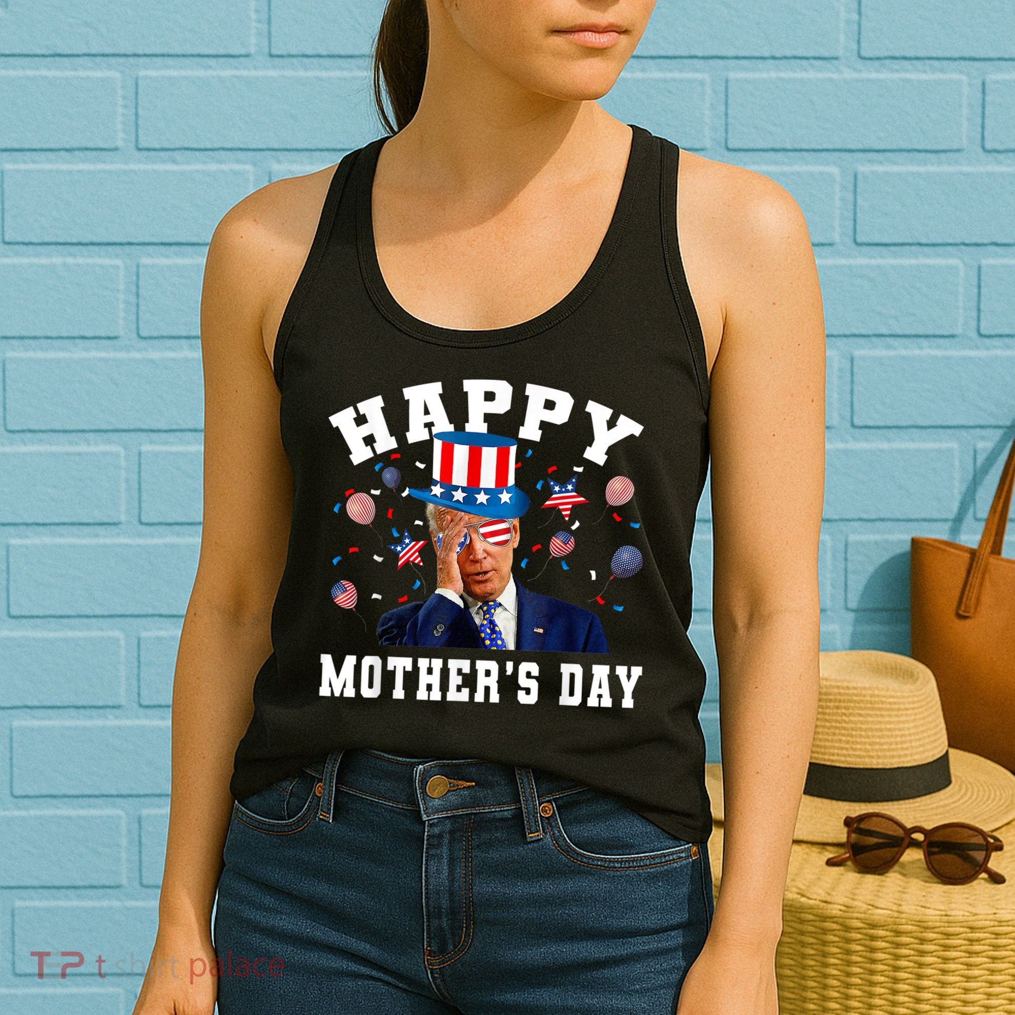 Funny Joe Biden Happy 4th Of July Confused Mother's Day Women's Tank Top