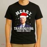 Funny Joe Biden Merry Thanksgiving Trick Or Treat Christmas T-Shirt thumb 3