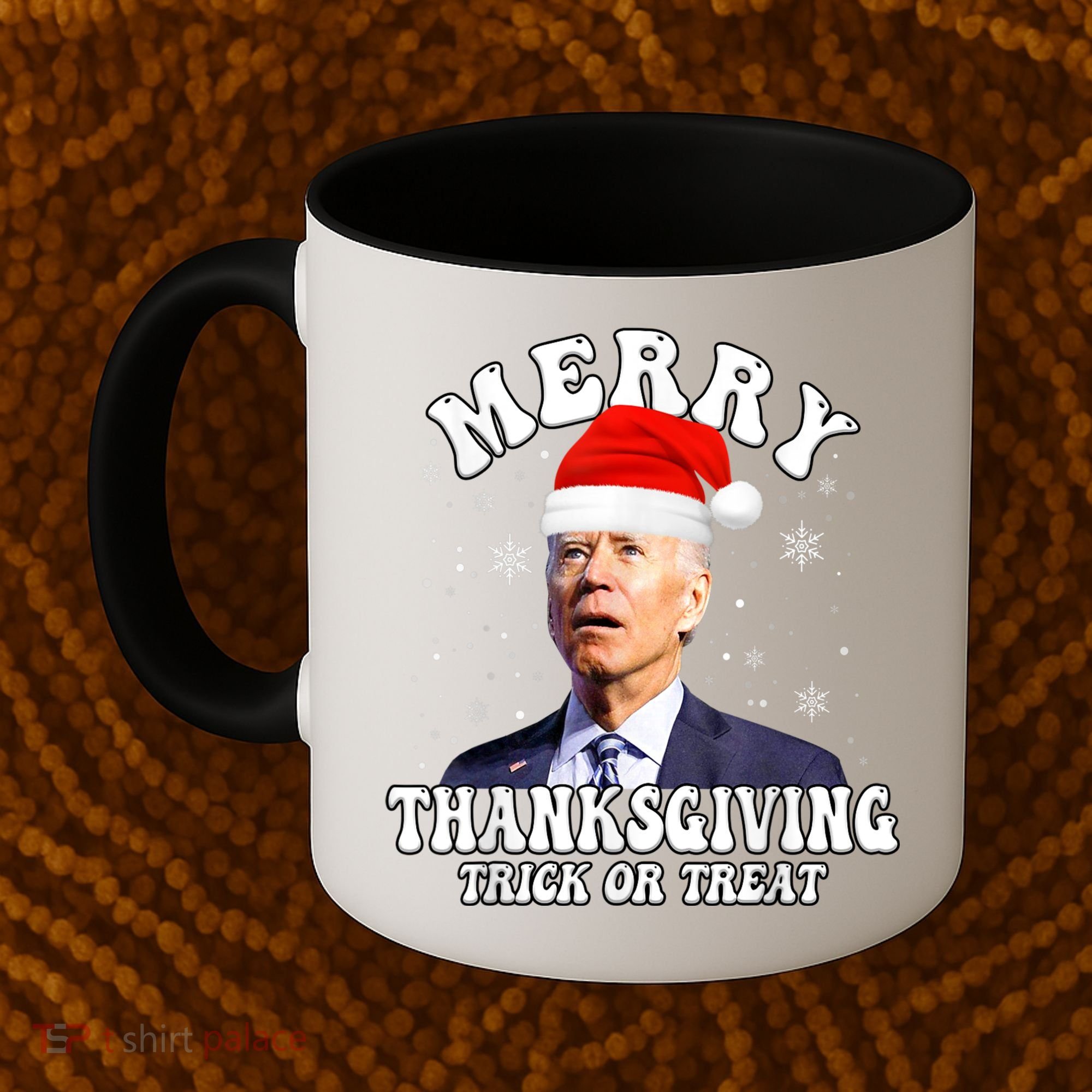 Funny Joe Biden Merry Thanksgiving Trick Or Treat Christmas Coffee Mug