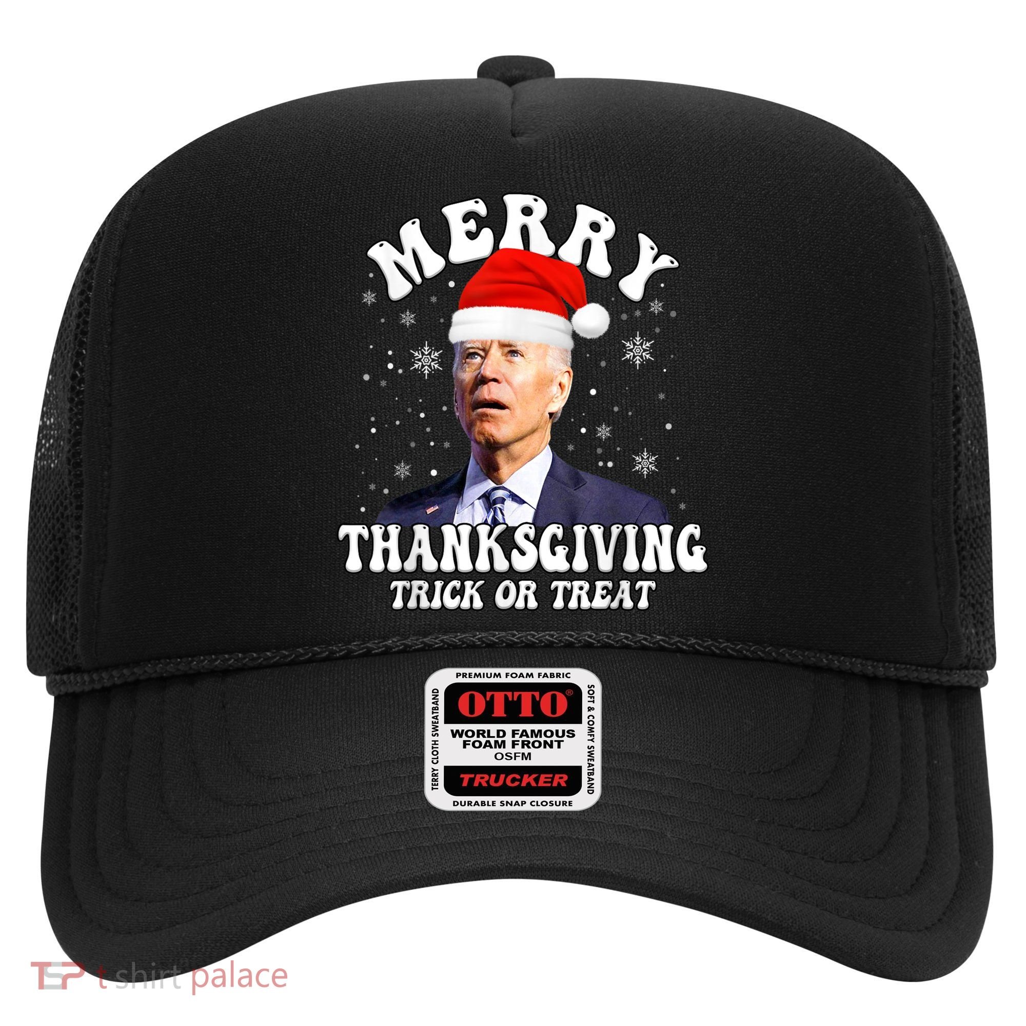 Funny Joe Biden Merry Thanksgiving Trick Or Treat Christmas Hat