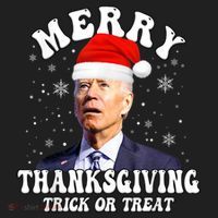 Funny Joe Biden Merry Thanksgiving Trick Or Treat Christmas Hat thumb 2