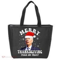 Funny Joe Biden Merry Thanksgiving Trick Or Treat Christmas Tote Bag thumb 0
