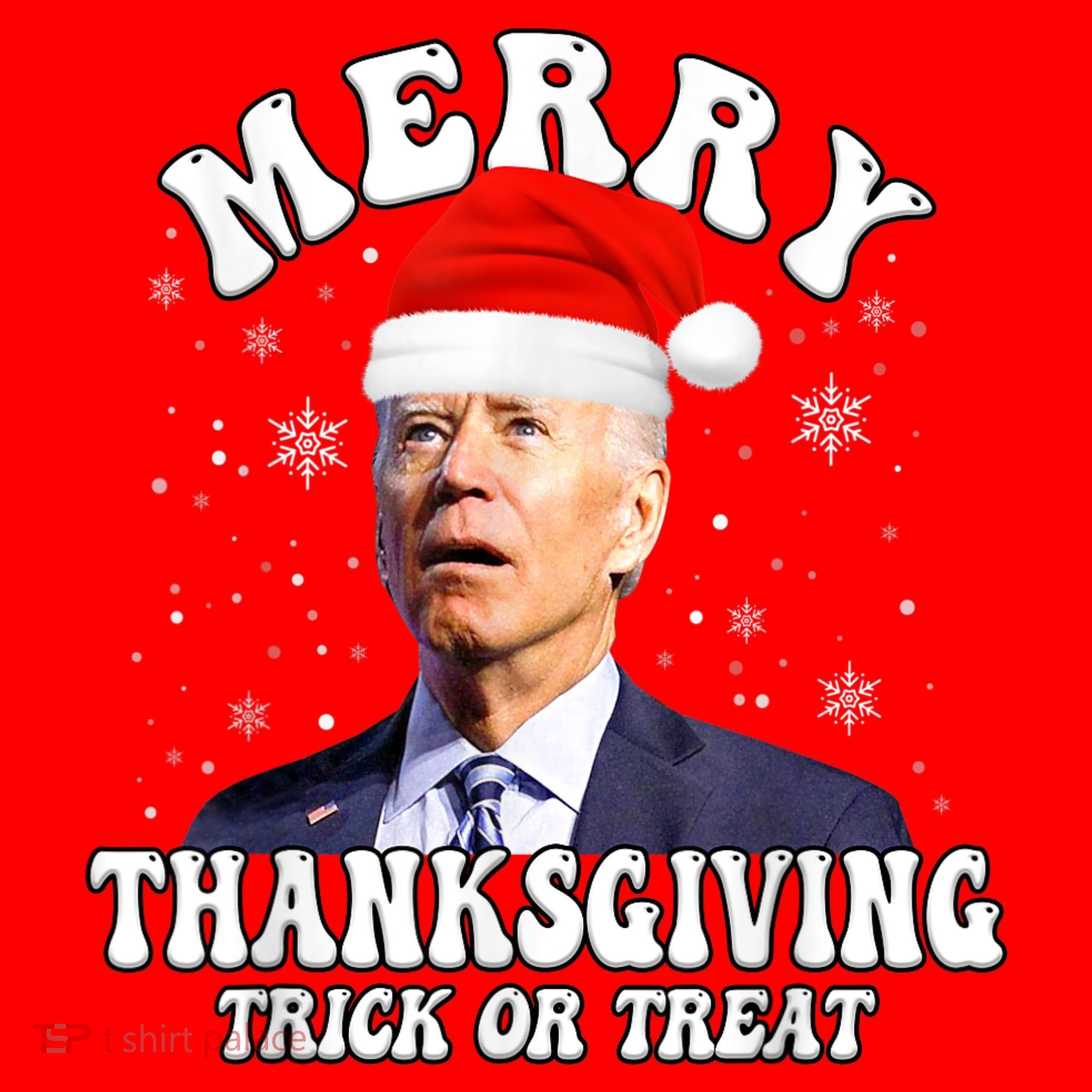 Funny Joe Biden Merry Thanksgiving Trick Or Treat Christmas Santa Hat