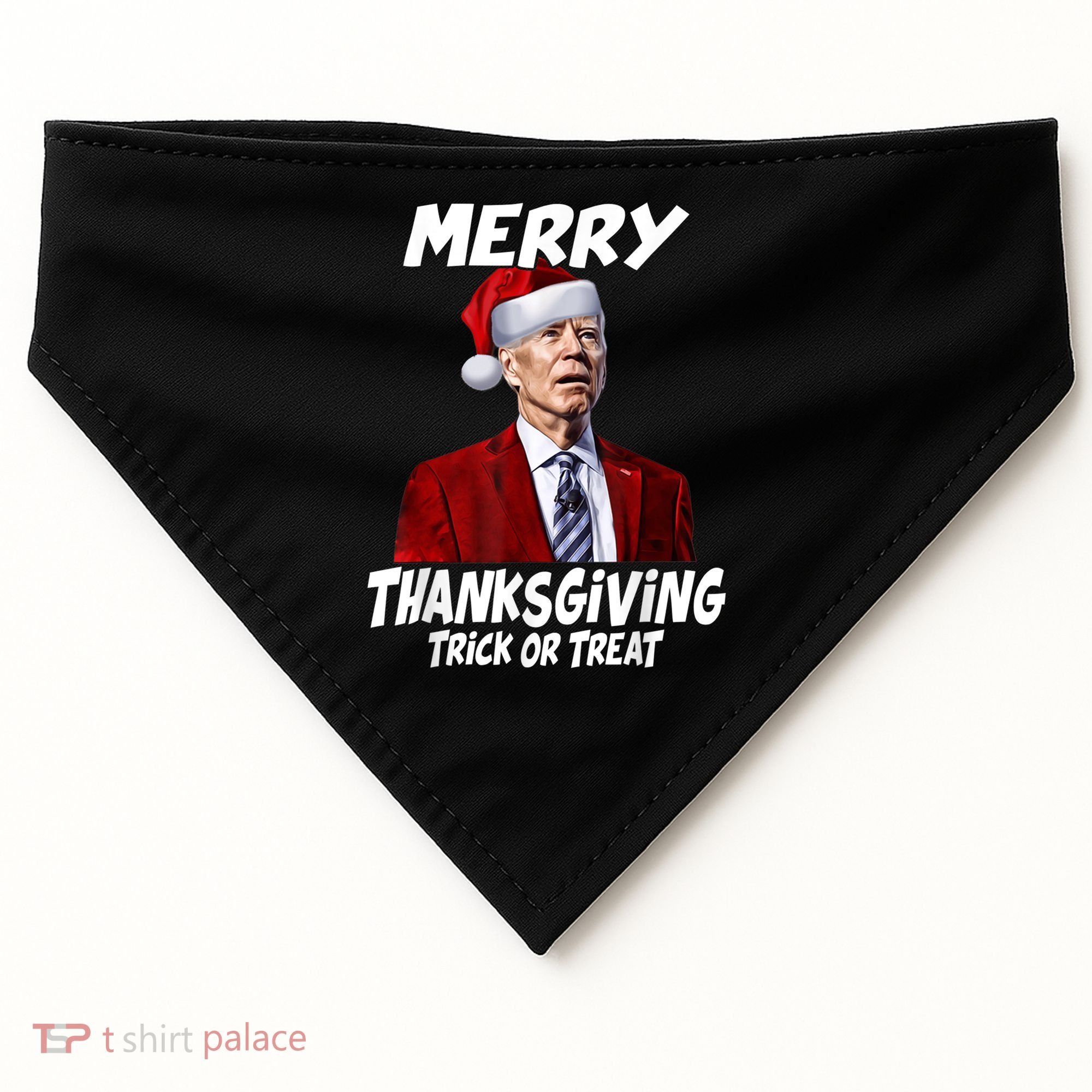 Funny Joe Biden Merry Thanksgiving Trick Or Treat USA-Made Doggie Bandana