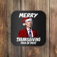 Funny Joe Biden Merry Thanksgiving Trick Or Treat Coaster thumb 0