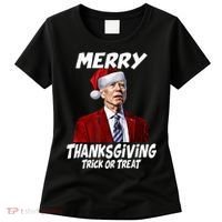 Funny Joe Biden Merry Thanksgiving Trick Or Treat Women's T-Shirt thumb 0