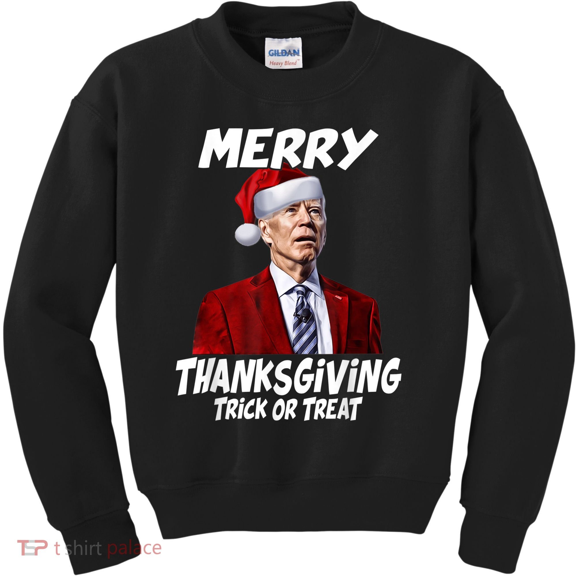 Funny Joe Biden Merry Thanksgiving Trick Or Treat Kids Sweatshirt