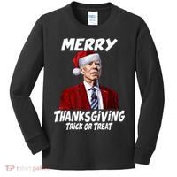 Funny Joe Biden Merry Thanksgiving Trick Or Treat Kids Long Sleeve Shirt thumb 0