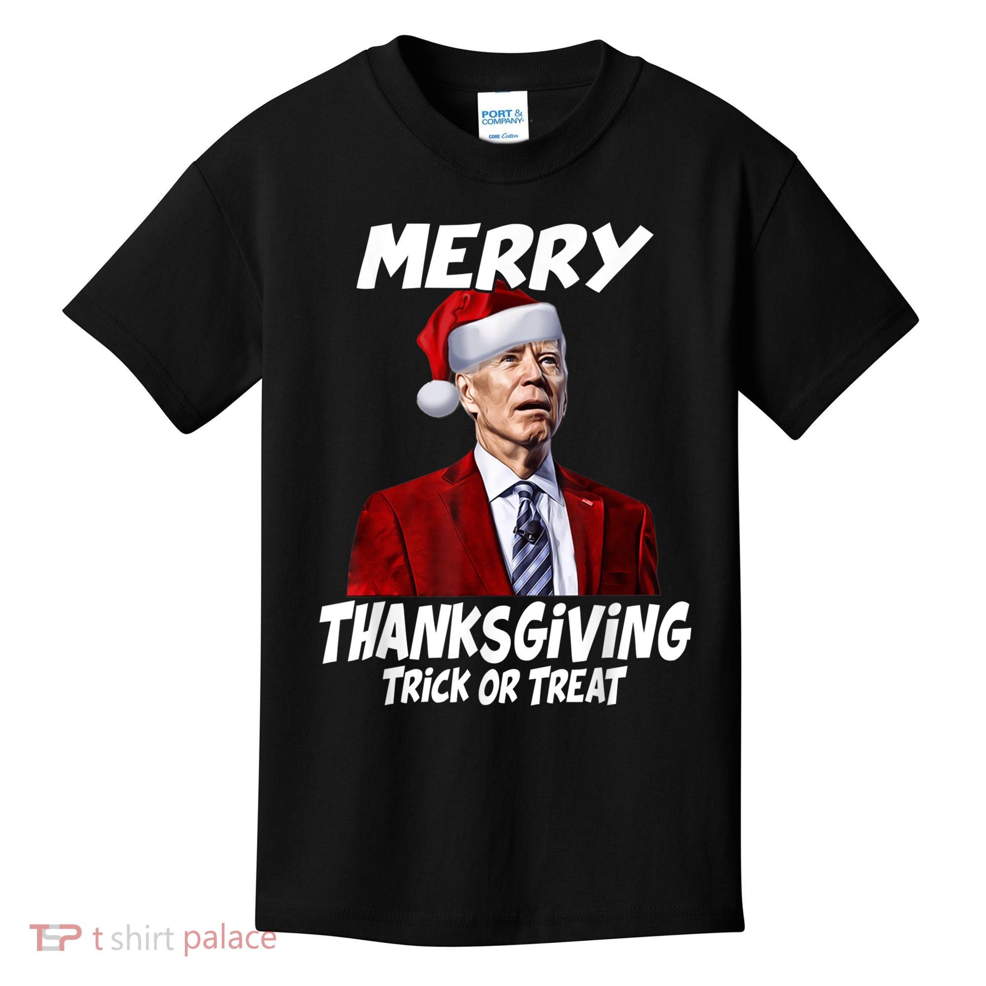 Funny Joe Biden Merry Thanksgiving Trick Or Treat Kids T-Shirt