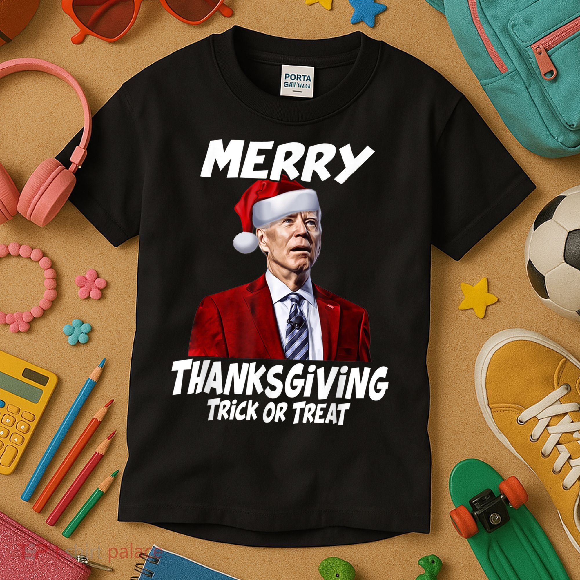 Funny Joe Biden Merry Thanksgiving Trick Or Treat Kids T-Shirt