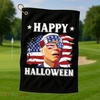 Funny Joe Biden 4th Of July Happy Halloween Golf Towel thumb 1