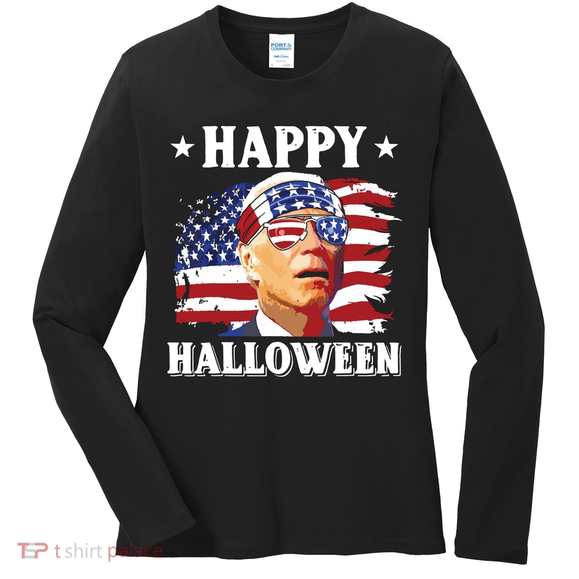Funny Joe Biden 4th Of July Happy Halloween Women's Long Sleeve Shirt