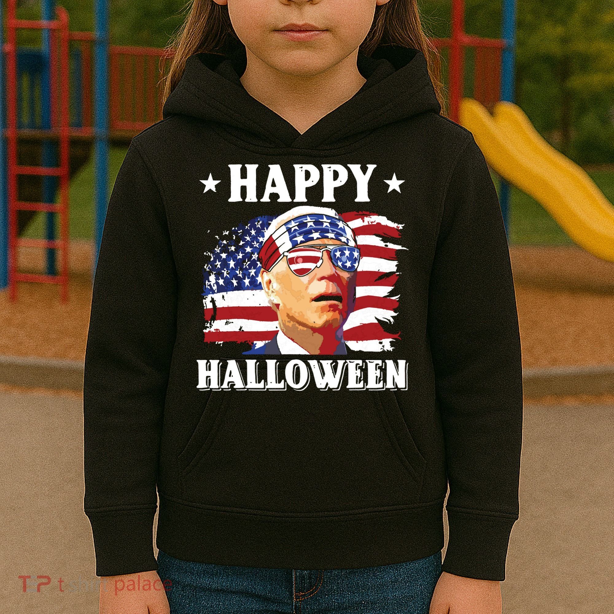 Funny Joe Biden 4th Of July Happy Halloween Kids Hoodie