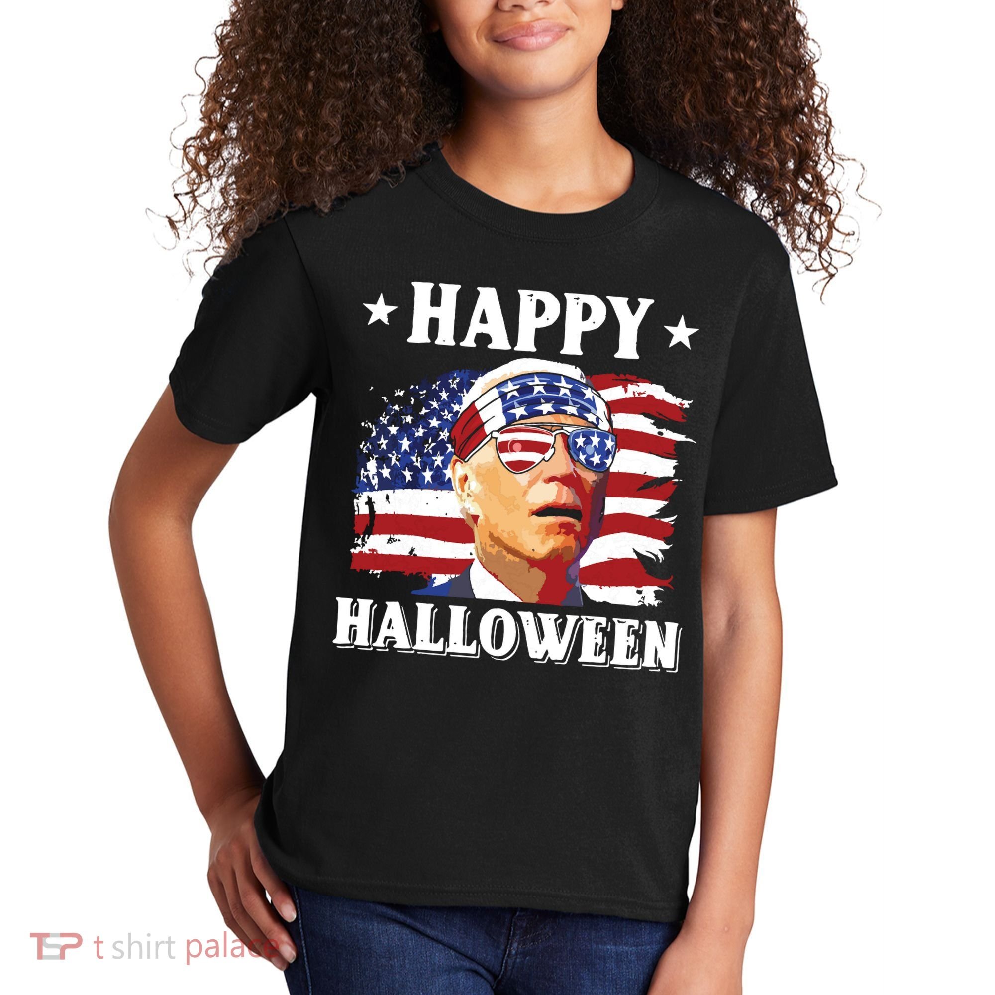 Funny Joe Biden 4th Of July Happy Halloween Kids T-Shirt