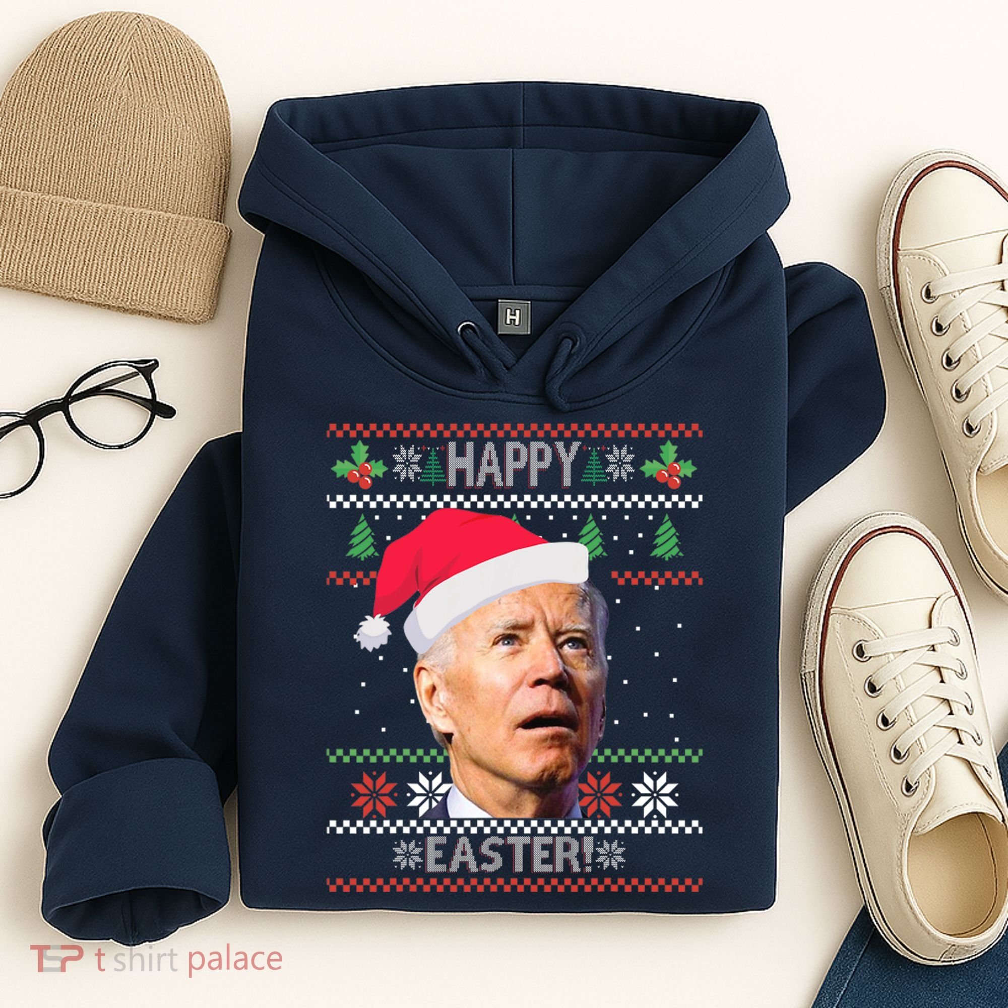 Funny Joe Biden Happy Easter Ugly Christmas Hoodie