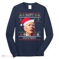 Funny Joe Biden Happy Easter Ugly Christmas Long Sleeve Shirt thumb 0