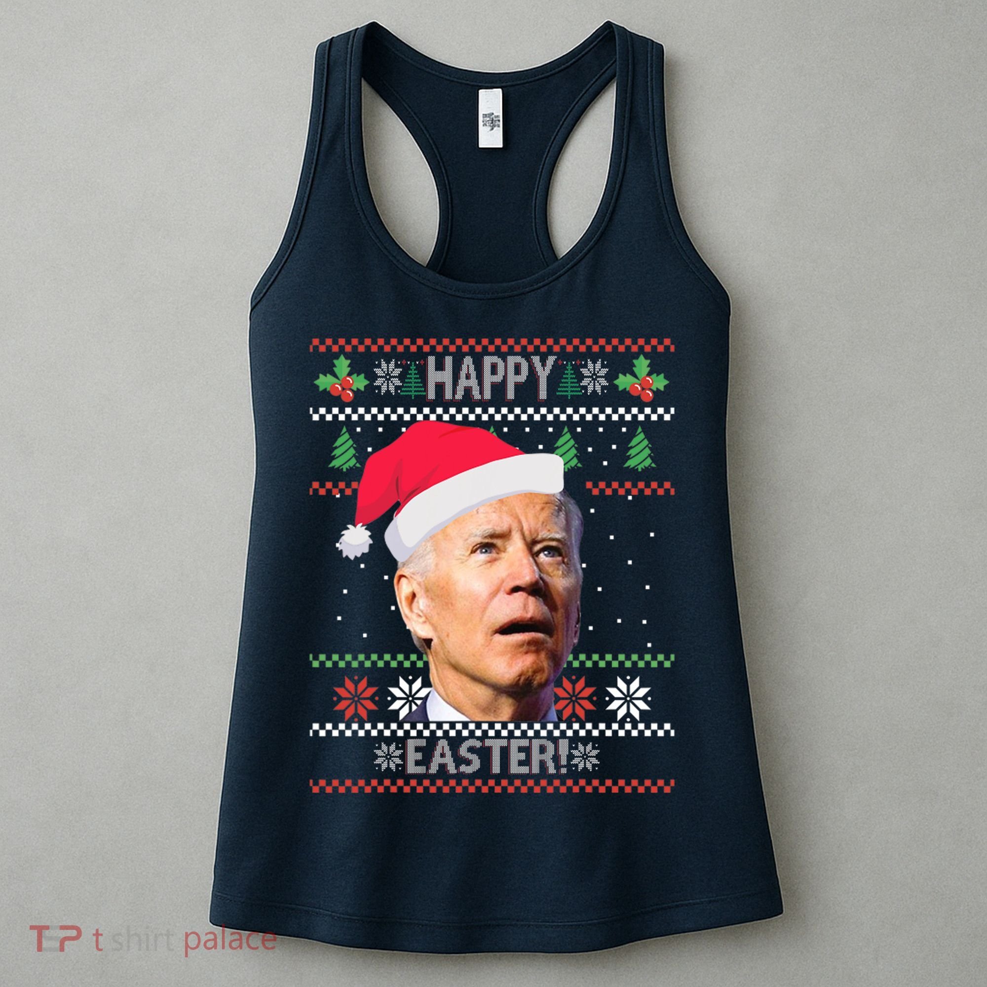 Funny Joe Biden Happy Easter Ugly Christmas Women's Tank Top