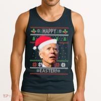 Funny Joe Biden Happy Easter Ugly Christmas Tank Top thumb 3