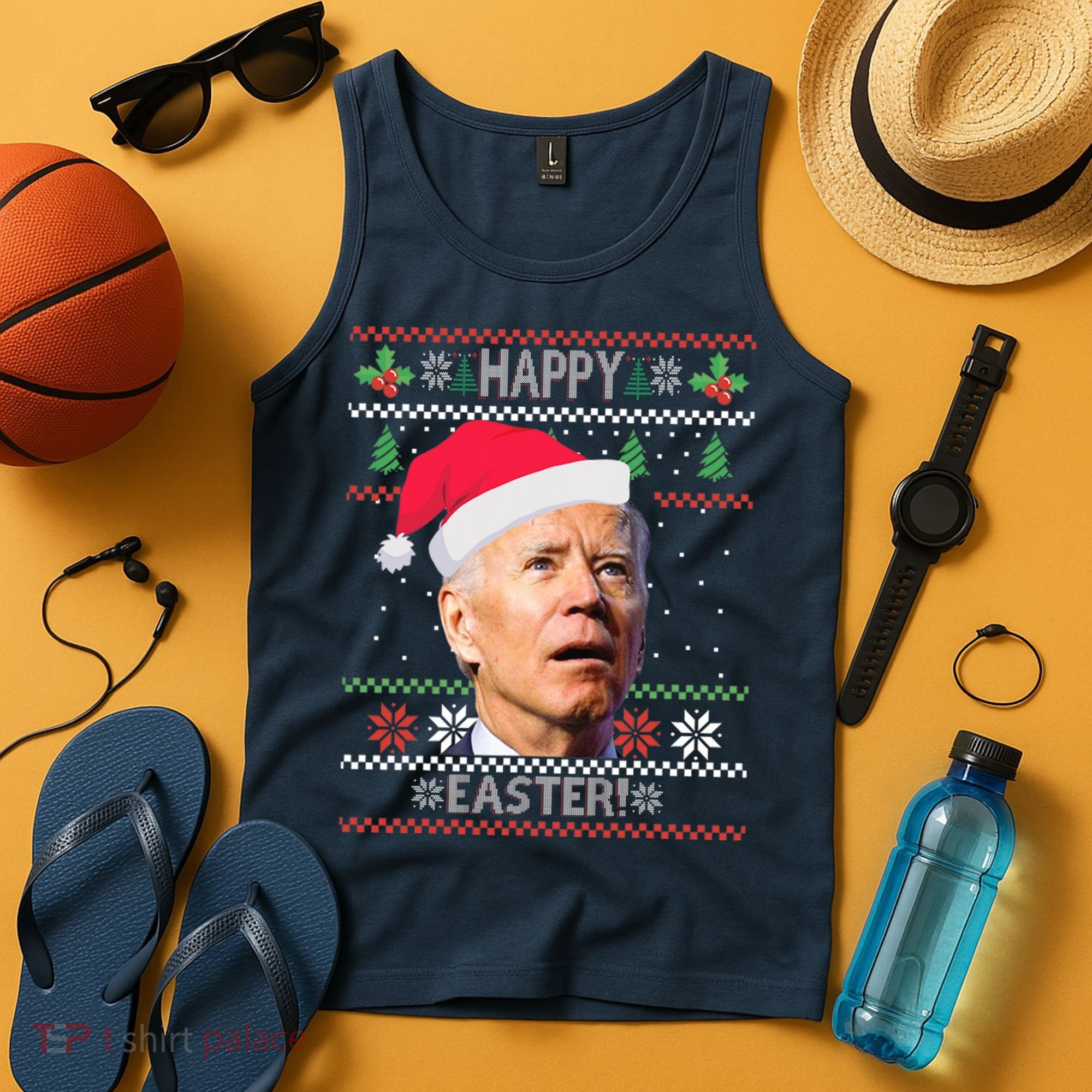 Funny Joe Biden Happy Easter Ugly Christmas Tank Top