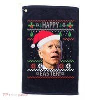 Funny Joe Biden Happy Easter Ugly Christmas Golf Towel thumb 0