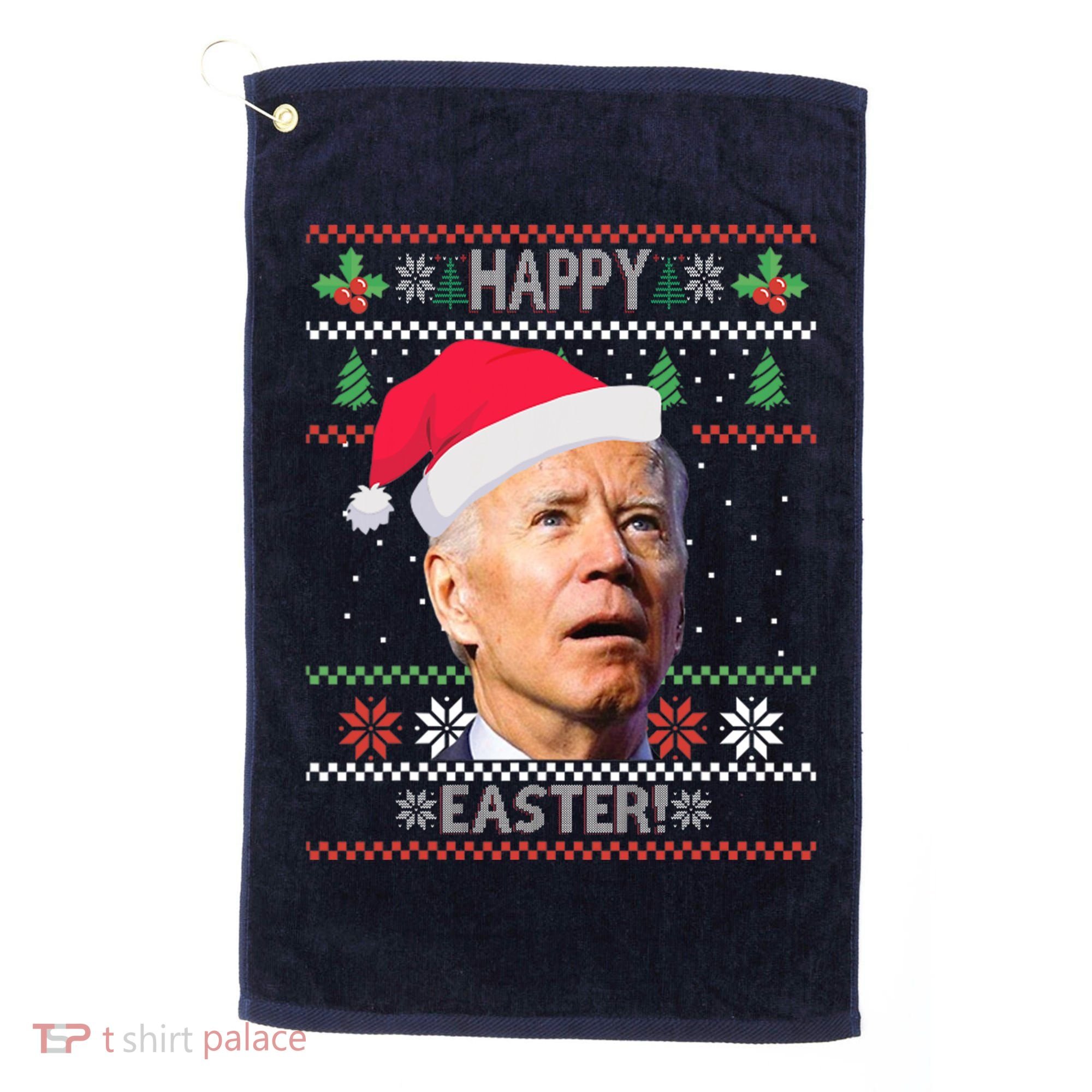 Funny Joe Biden Happy Easter Ugly Christmas Golf Towel