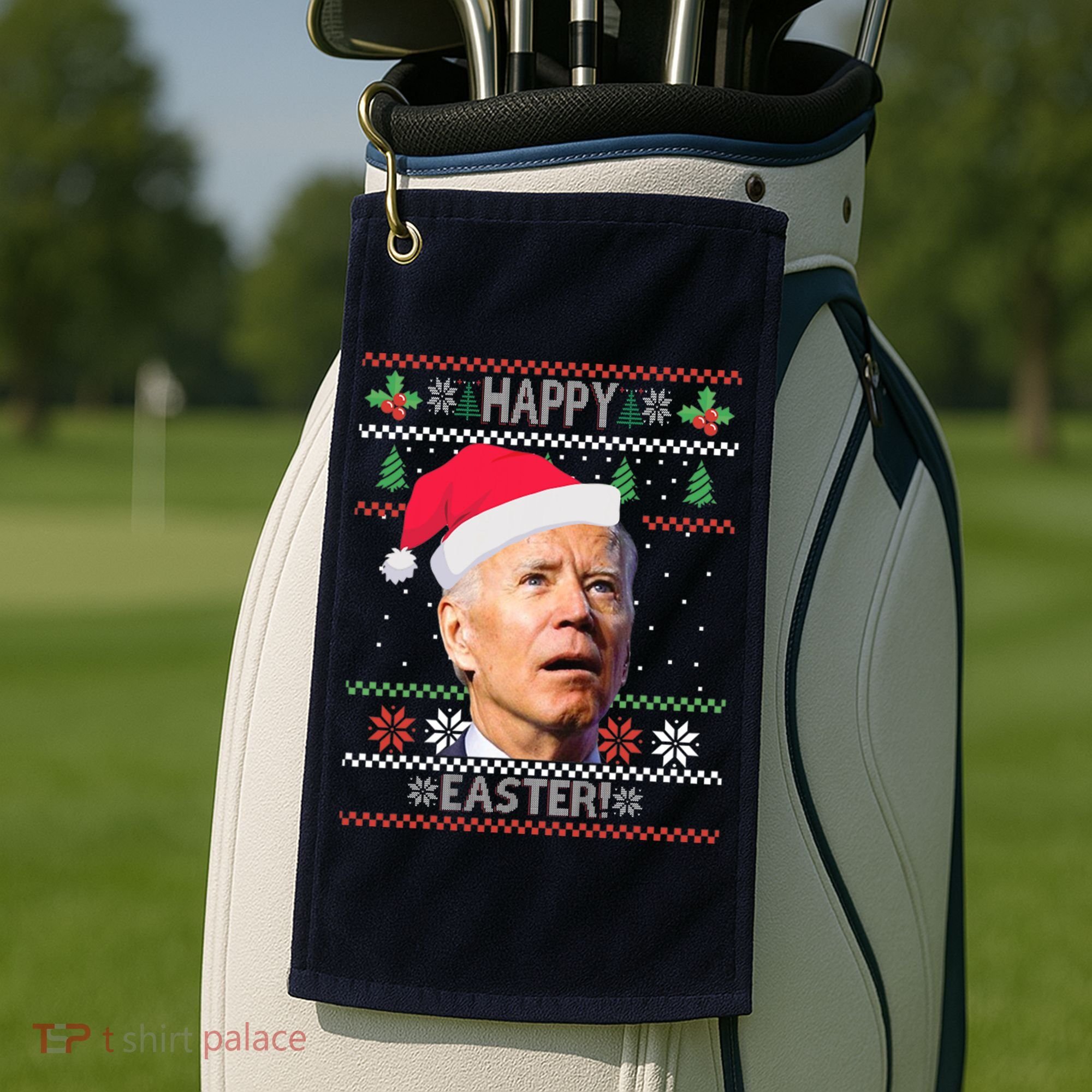 Funny Joe Biden Happy Easter Ugly Christmas Golf Towel