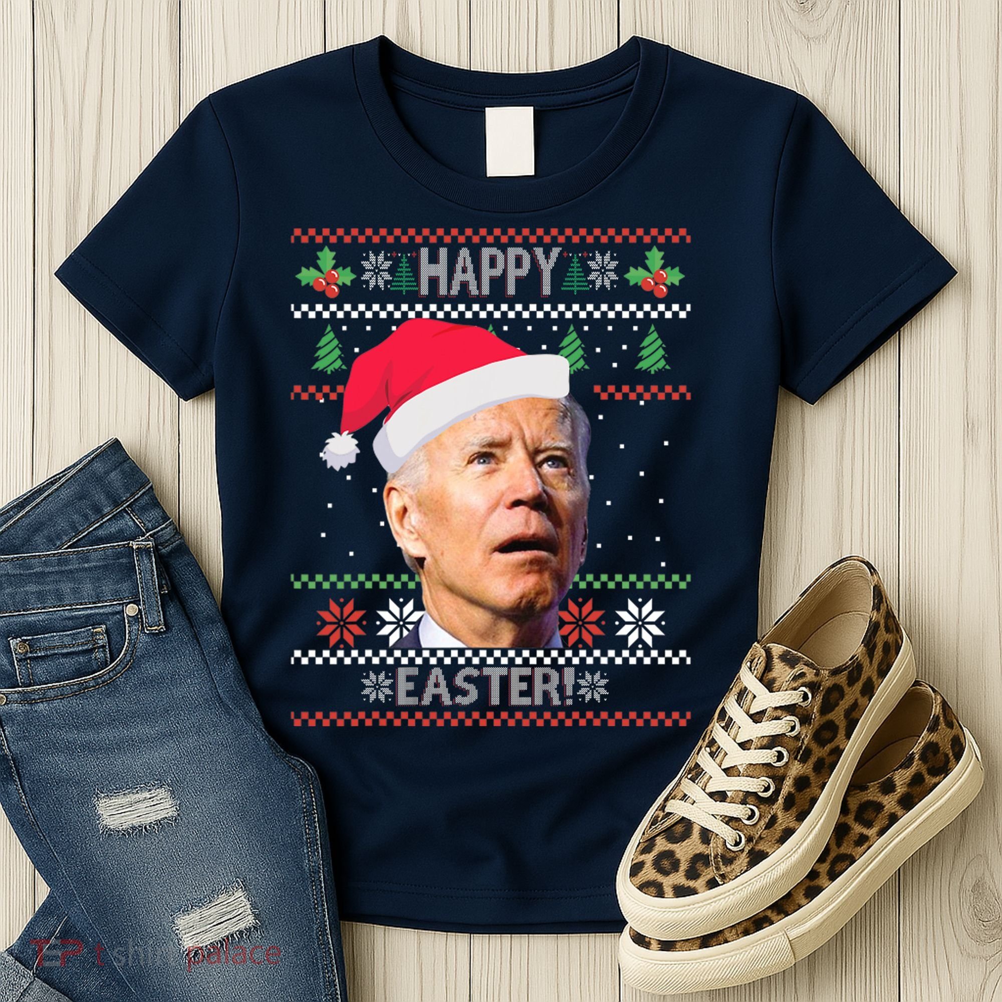 Funny Joe Biden Happy Easter Ugly Christmas Women's T-Shirt