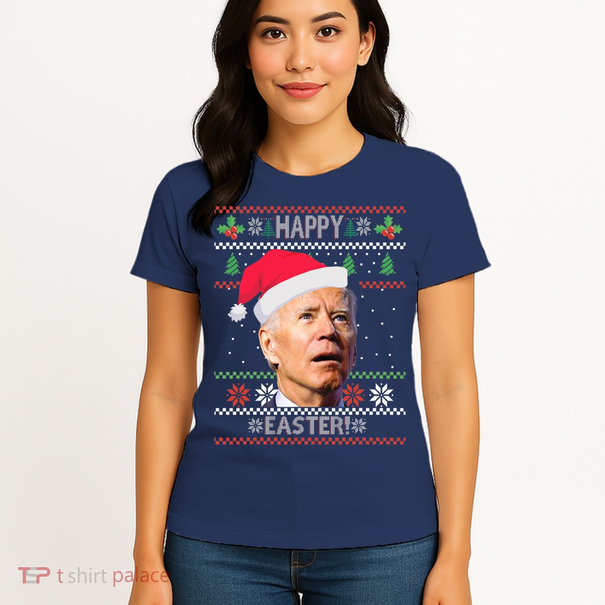Funny Joe Biden Happy Easter Ugly Christmas Women's T-Shirt