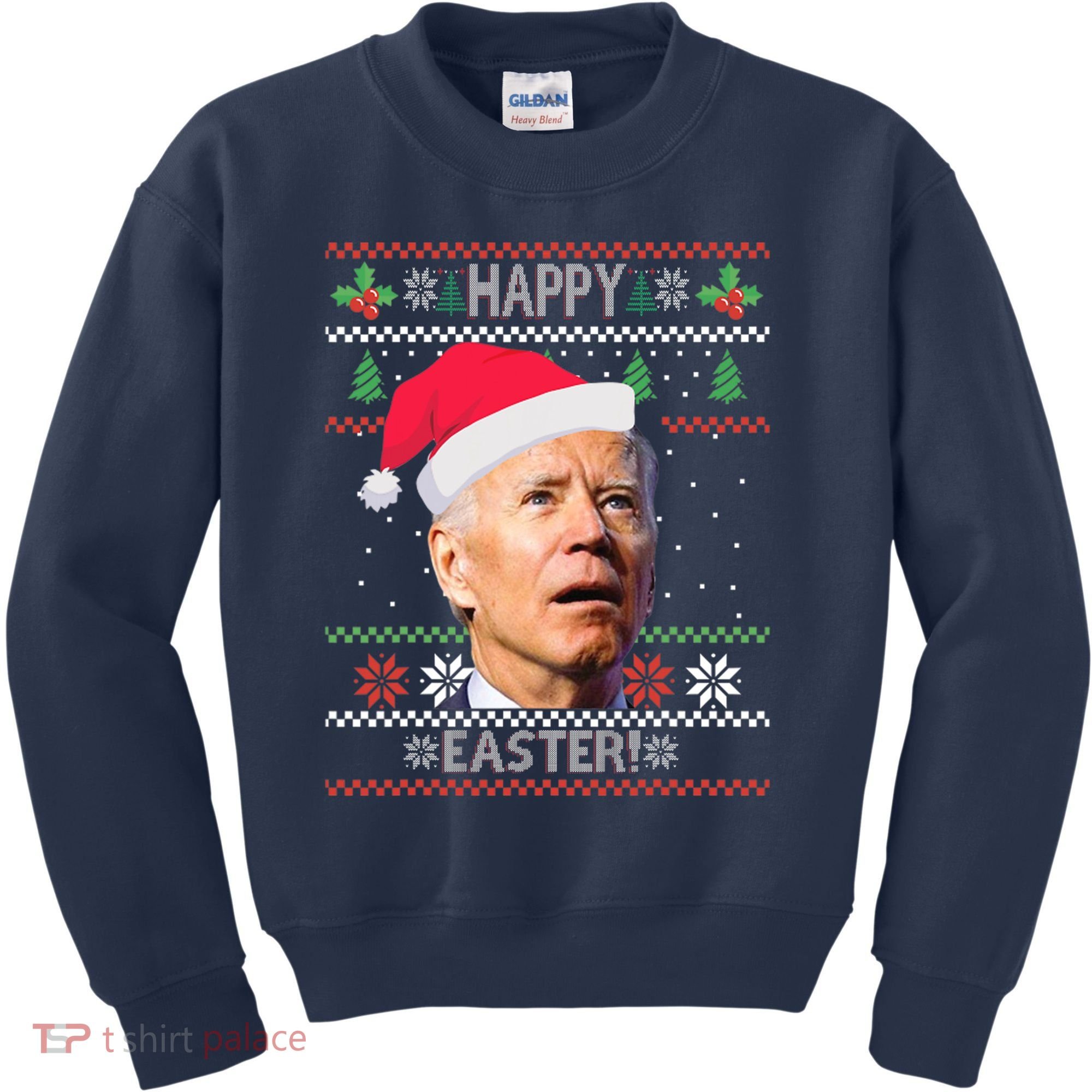 Funny Joe Biden Happy Easter Ugly Christmas Kids Sweatshirt