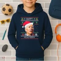Funny Joe Biden Happy Easter Ugly Christmas Kids Hoodie thumb 2