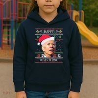 Funny Joe Biden Happy Easter Ugly Christmas Kids Hoodie thumb 3