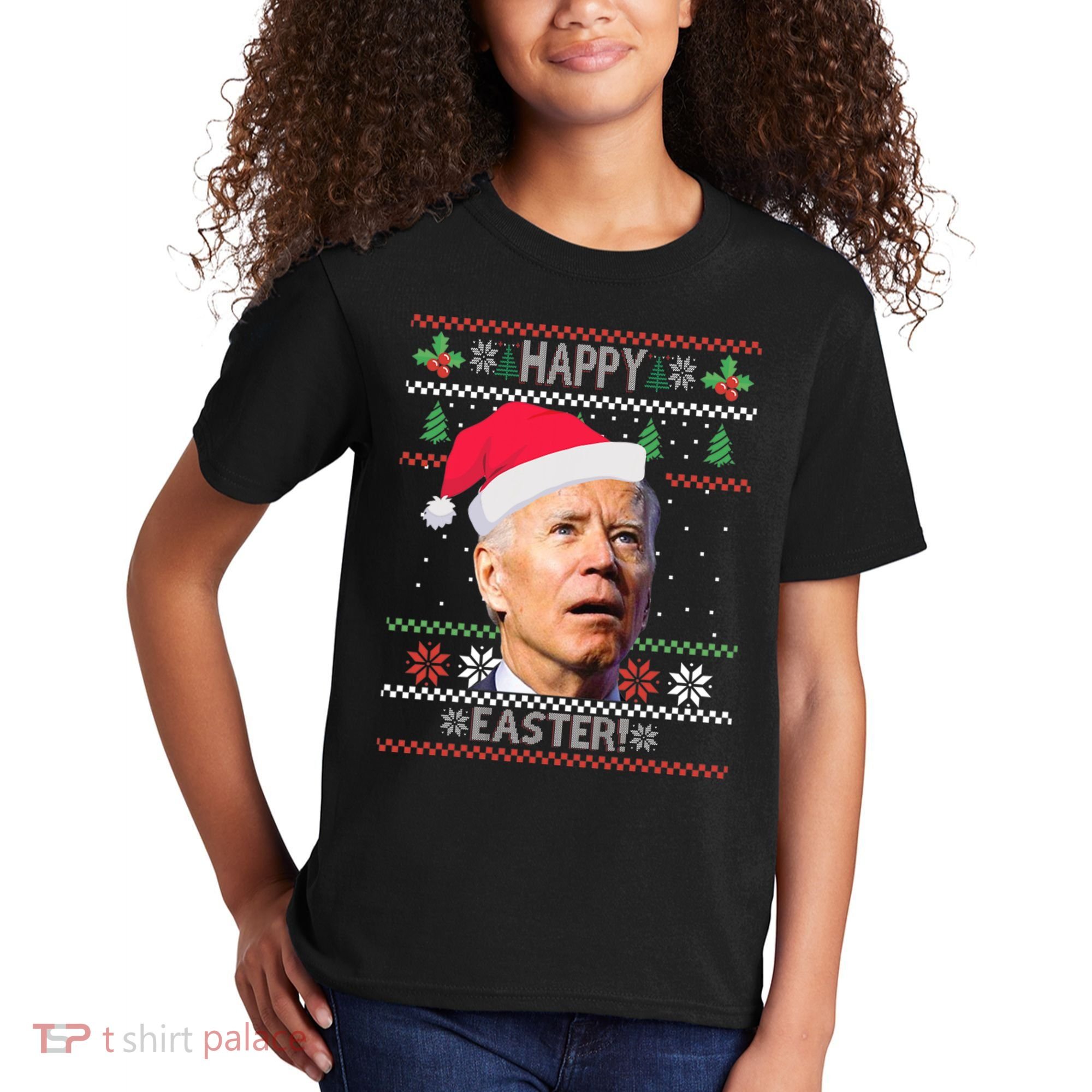 Funny Joe Biden Happy Easter Ugly Christmas Kids T-Shirt