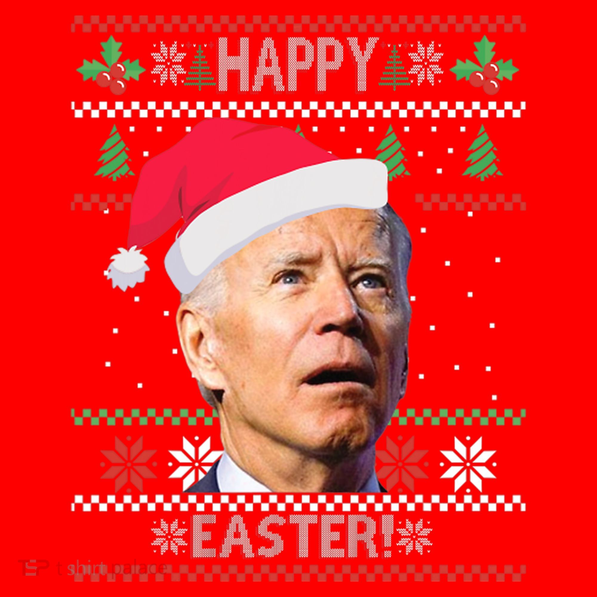 Funny Joe Biden Happy Easter Ugly Christmas Santa Hat
