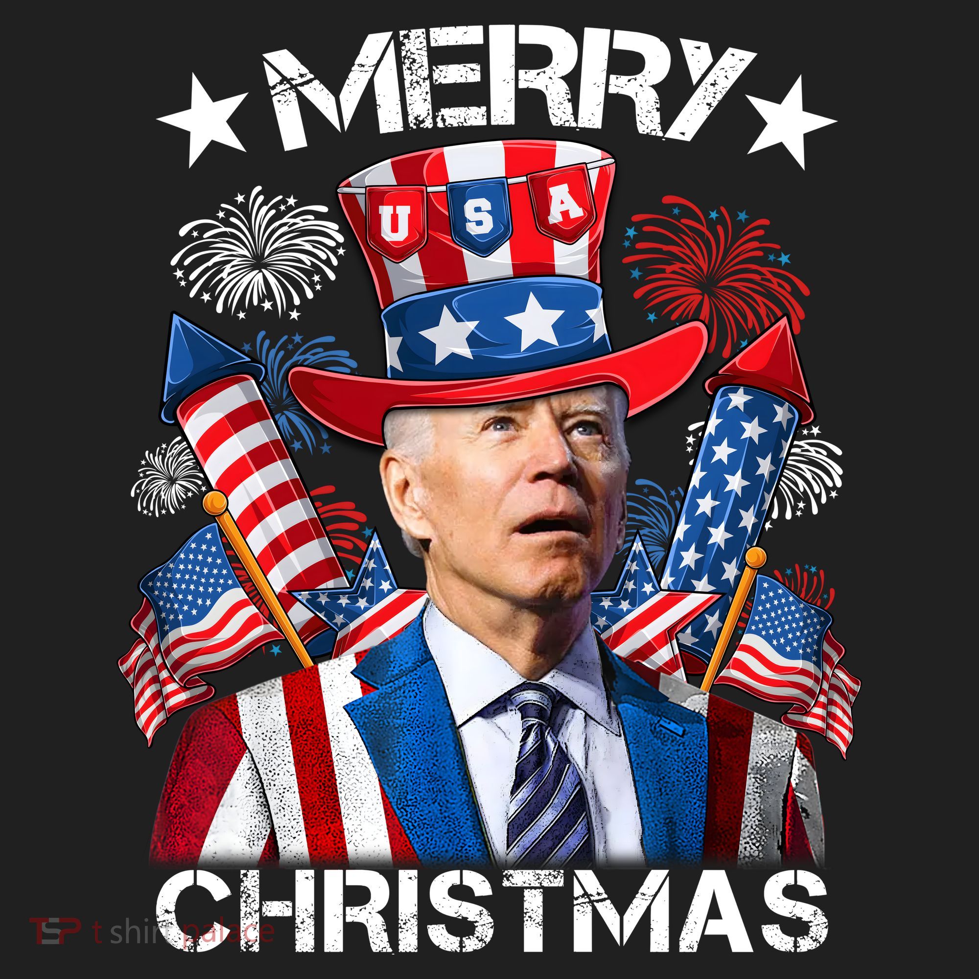 Funny Joe Biden 4th Of July Merry Christmas Firework USA Women's Sweatshirt