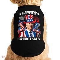 Funny Joe Biden 4th Of July Merry Christmas Firework USA Doggie Tank thumb 0