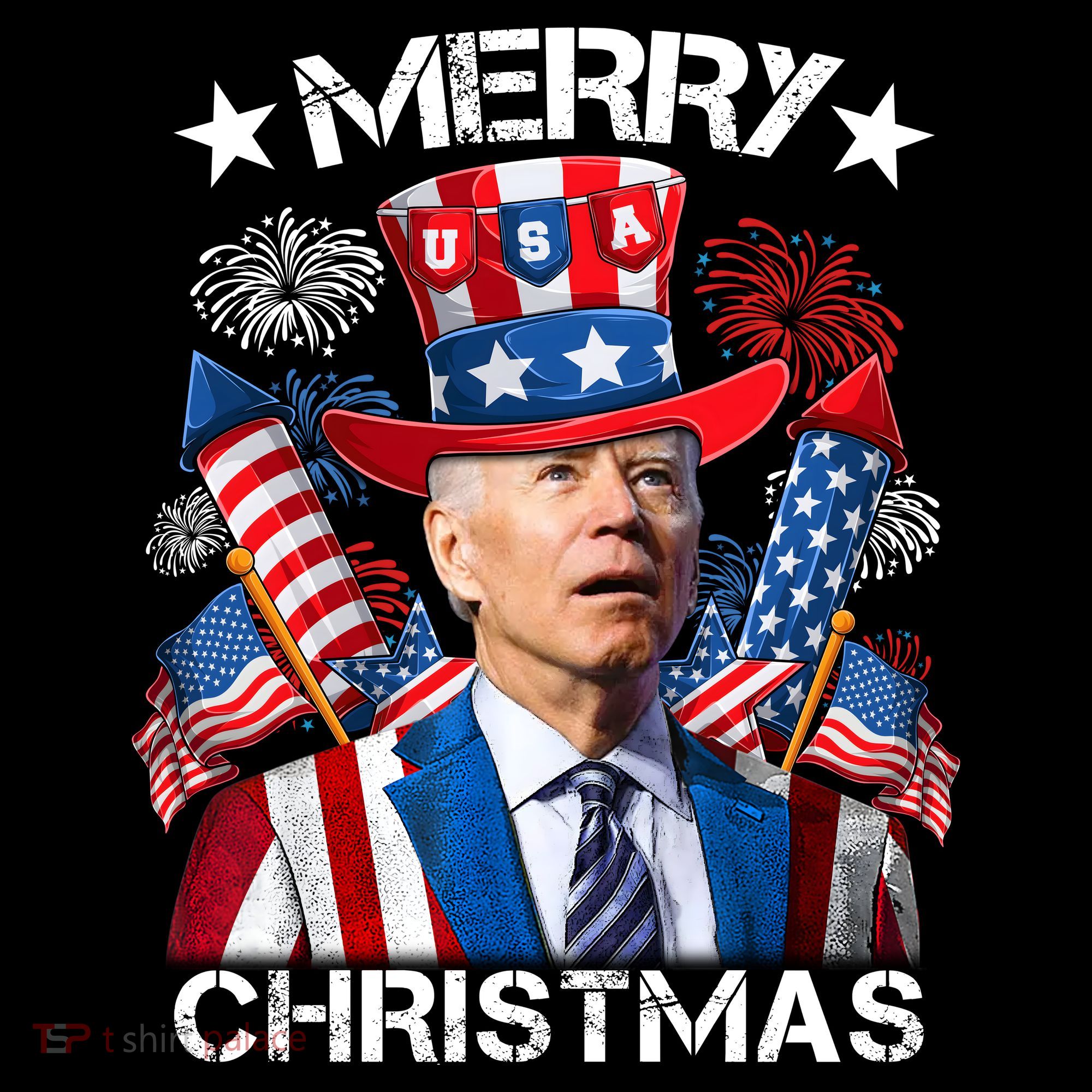 Funny Joe Biden 4th Of July Merry Christmas Firework USA Coffee Mug