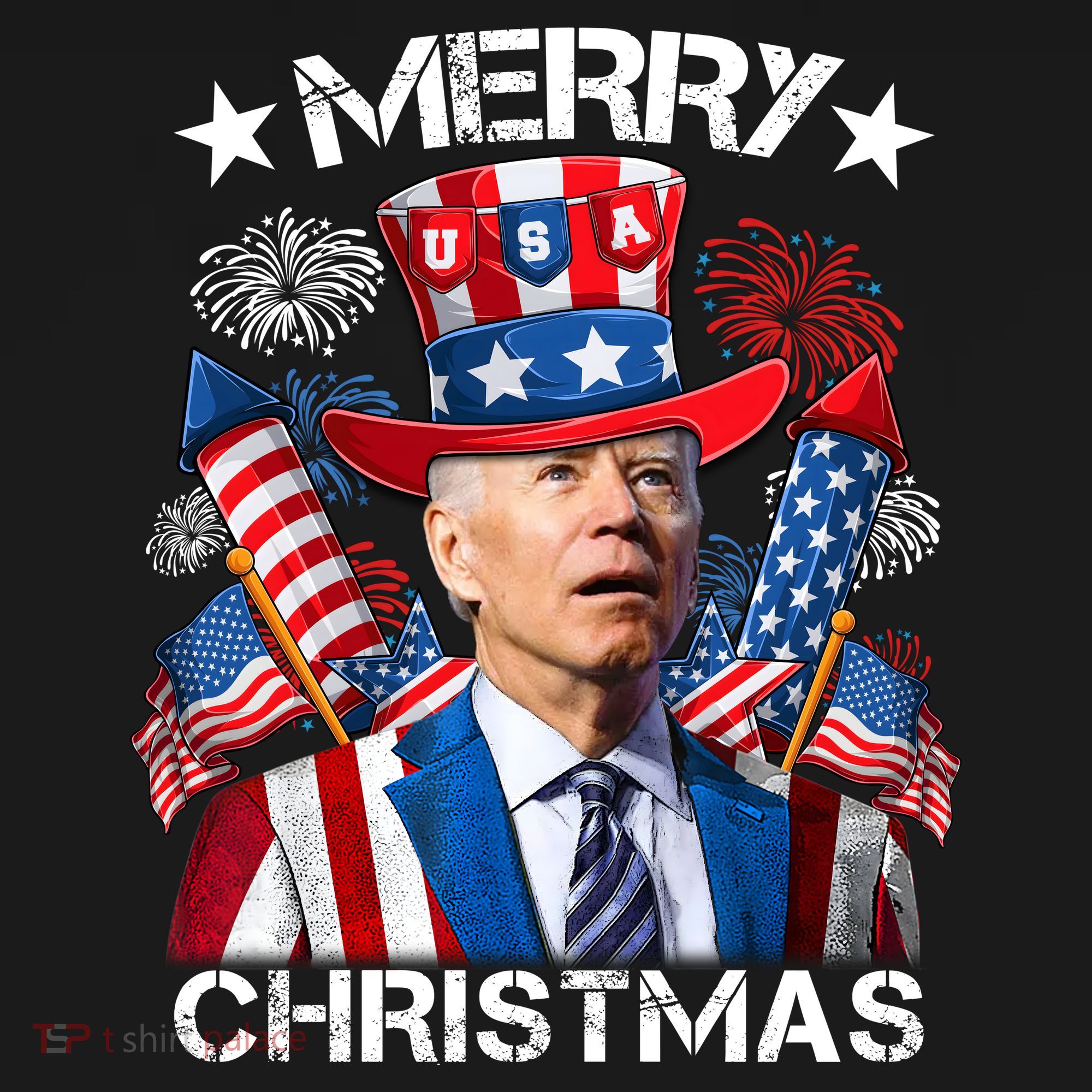 Funny Joe Biden 4th Of July Merry Christmas Firework USA Women's Hoodie